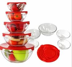 Glass Bowl With Lid 5Pcs Set