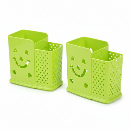 Plastic Cutlery Holder Smiley Set of 2