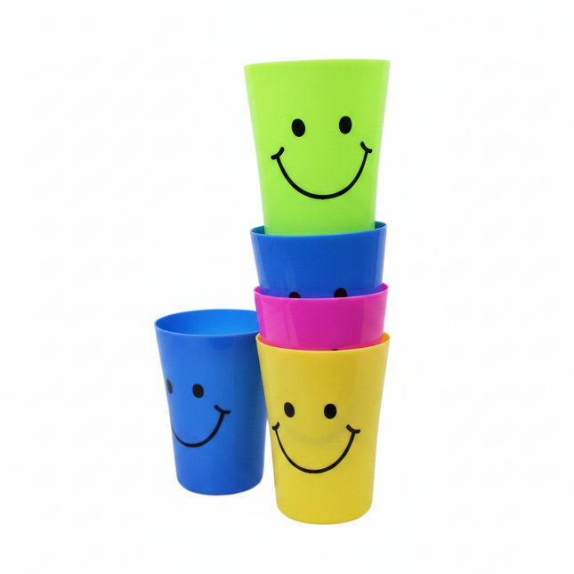 Plastic Smiley Face Tumbler Set of 4