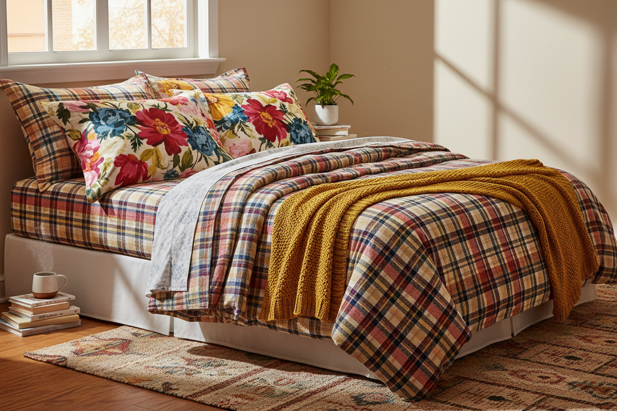 Checked & Flowery Bedding Lifestyle
