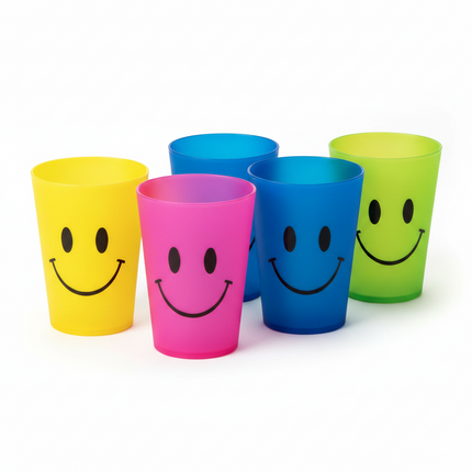 Plastic Smiley Face Tumbler Set of 4