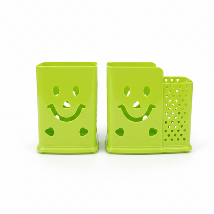 Plastic Cutlery Holder Smiley Set of 2