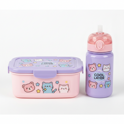 Lunch Box Plastic with Water Bottle