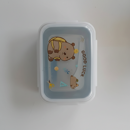 Lunch Box Plastic with Spoon Rectangle