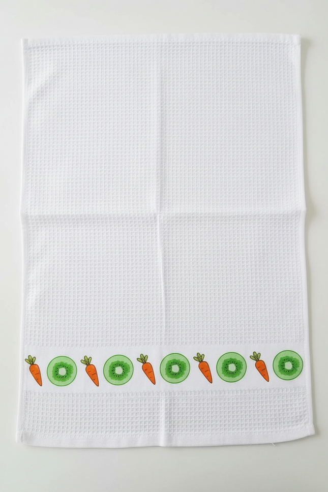 White waffle kitchen towel flat lay