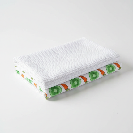 White waffle kitchen towel folded stack