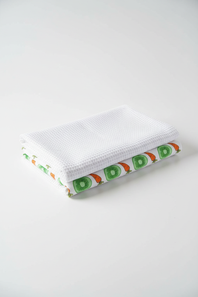 White waffle kitchen towel folded stack
