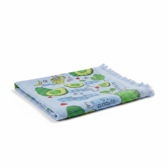 Avocado smoothie recipe kitchen towel folded