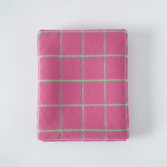 Pink Grid Towel - Flat Lay