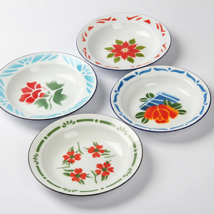 Plate Enamel Flowery 26cm