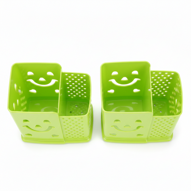 Plastic Cutlery Holder Smiley Set of 2