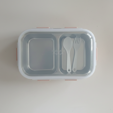 Lunch Box SS 2 Compartment Plastic