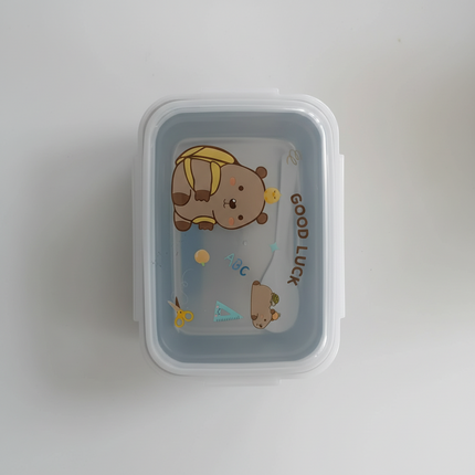 Lunch Box Plastic with Spoon Rectangle