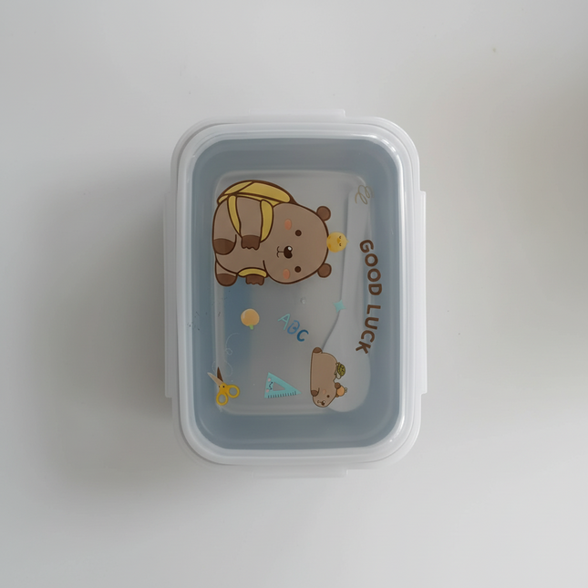 Lunch Box Plastic with Spoon Rectangle